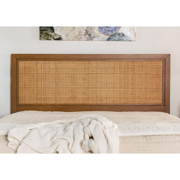 Grain Wood Furniture Mid Century Cane Bed - Brushed Walnut - King
