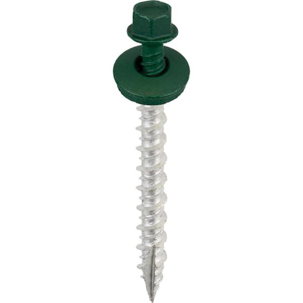 #14 x 2.5 in. Hex Head Forest Green Metal-Wood Screw (Bag of 250)