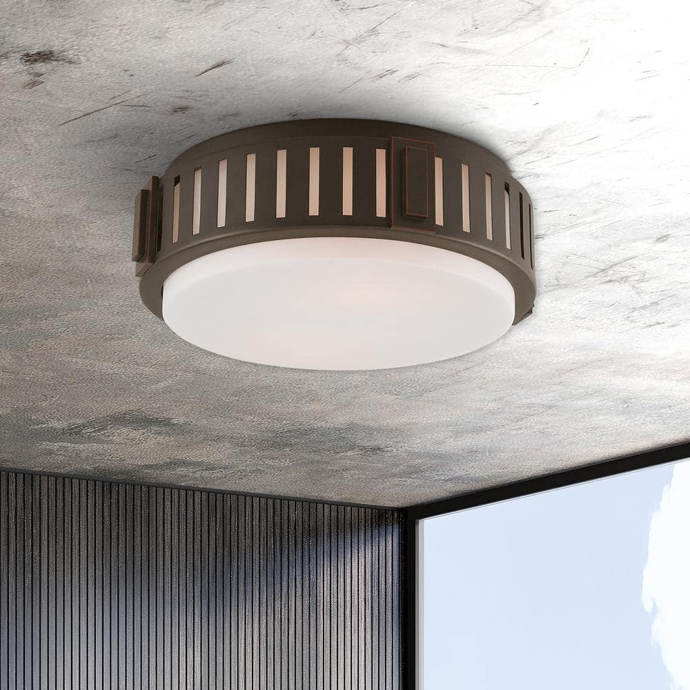 Portland 2 Light Olde Bronze Flush Mount