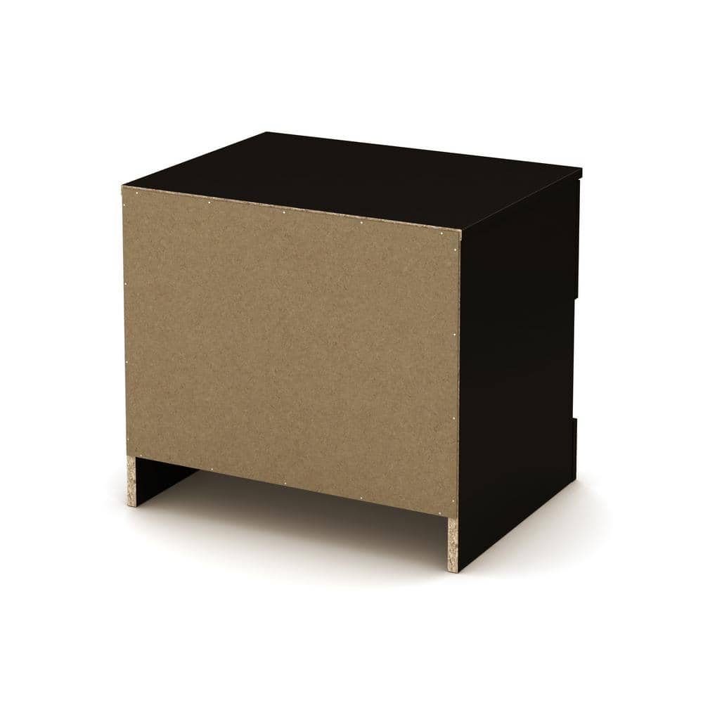 Black Composite Wood 1-Drawer Nightstand with Open Shelf