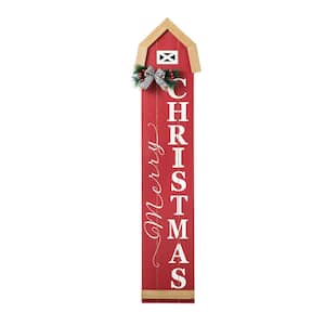 42 in. H Christmas Wooden Merry Christmas House Shape Porch Sigh