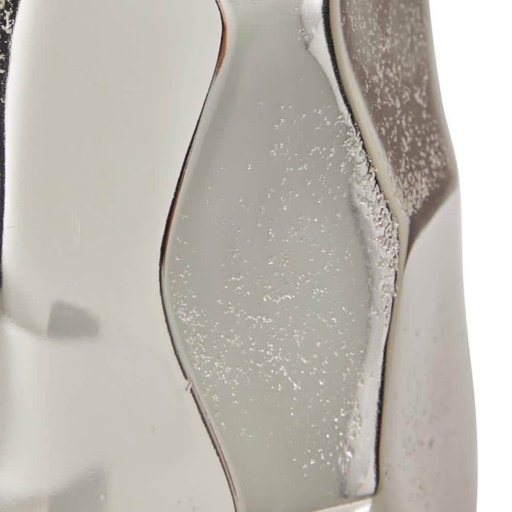 14.85" Silver Geometric Aluminum Metal Decorative Vase