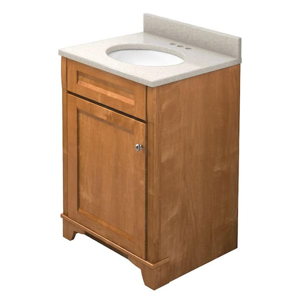KraftMaid 24 in. Vanity in Praline with Natural Quartz Vanity Top in Natural Almond and White Sink-DISCONTINUED