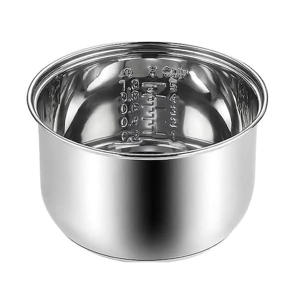1.6 qt. Stainless Steel Non-Stick Rice Cooker Inner Pot Silver Durable Universal Fit Even Heating Multi-Cooker