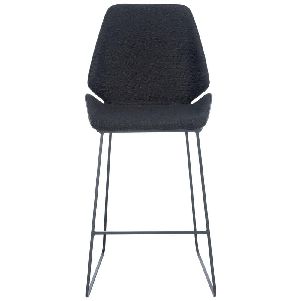 Modern Saddle Style Black Wood and Metal Counter Stool