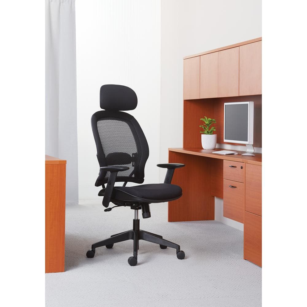 High-Back Professional AirGrid Black Leather & Mesh Office Chair