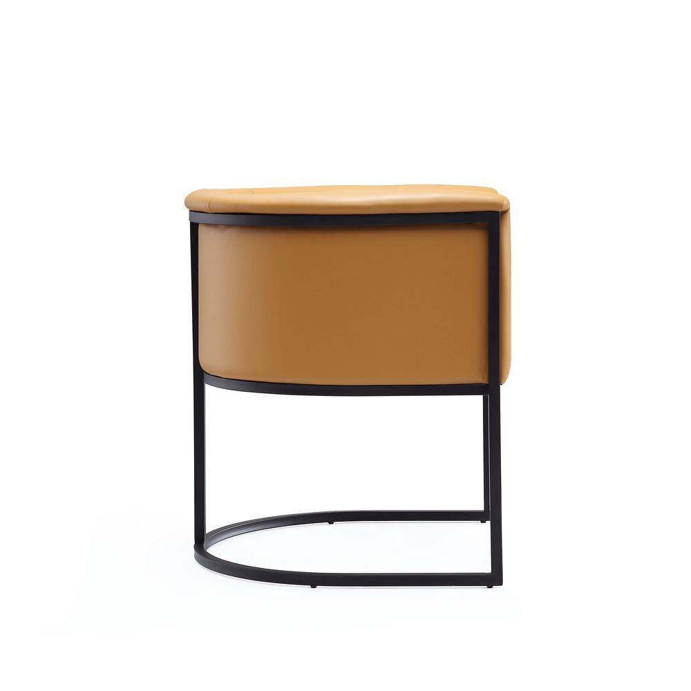 Sculptural Saddle Faux Leather Arm Chair with Metal Frame