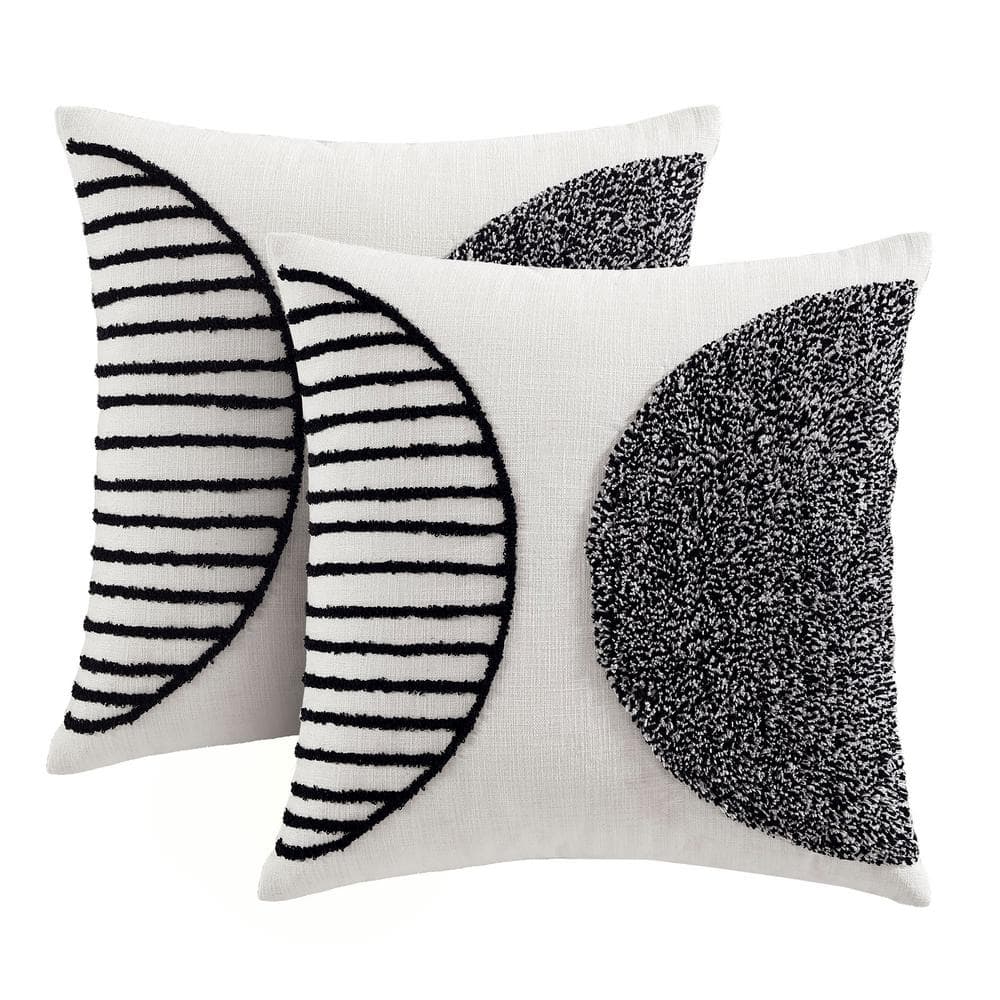 Brielle Home Boho Geometric Textured Throw Pillows, Teagan - Set of 2