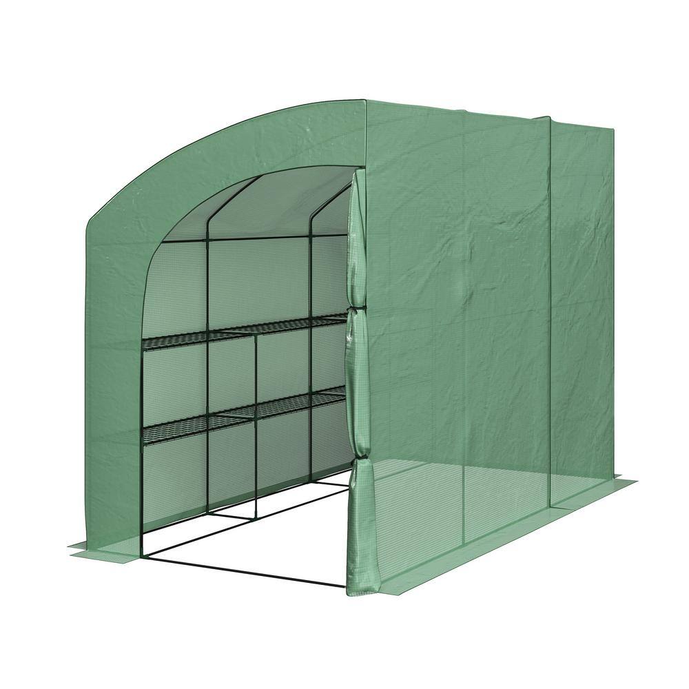 10 ft. x 5 ft. x 7 ft. Lean To Greenhouse, Green 50