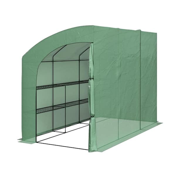 HOME-COMPLETE 10 ft. x 5 ft. x 7 ft. Lean To Greenhouse, Green