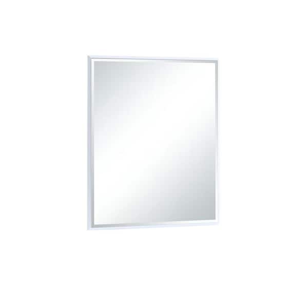 Denver White 33.75 in. W x 41 in. H Modern Rectangle Wood Framed Mirror