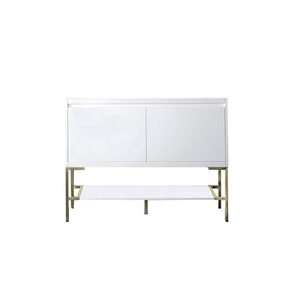 James Martin Vanities Mantova 47.3 in. W x 18.1 in. D x 35.4 in. H Single Bath Vanity Cabinet without Top in Glossy White