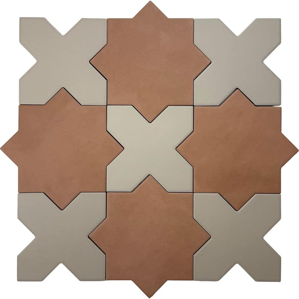 Seville 7 in. x 12 in. Terracotta Star with Ecru Taupe Cross Matte Porcelain Wall and Floor Sample Tile (0.51 sq. ft.) price history on PriceWatchPro