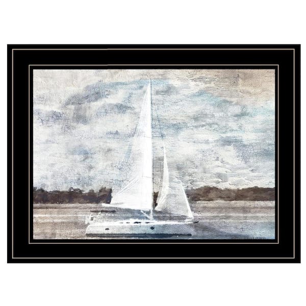 HomeRoots Charlie Sailboat on Water 1-Piece Framed Wall Art 15 in. x 19 in.