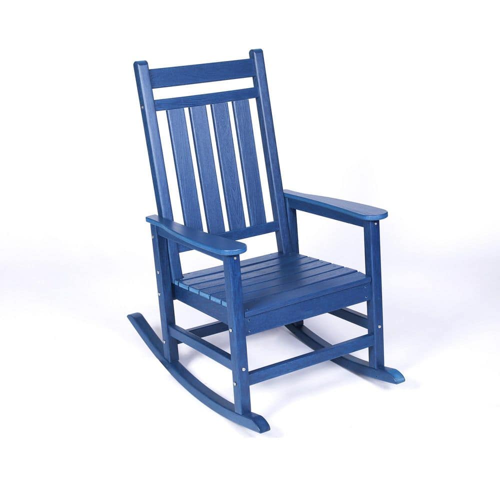 Navy Blue Plastic Outdoor Rocking Chair with Wood-Texture price history on PriceWatchPro