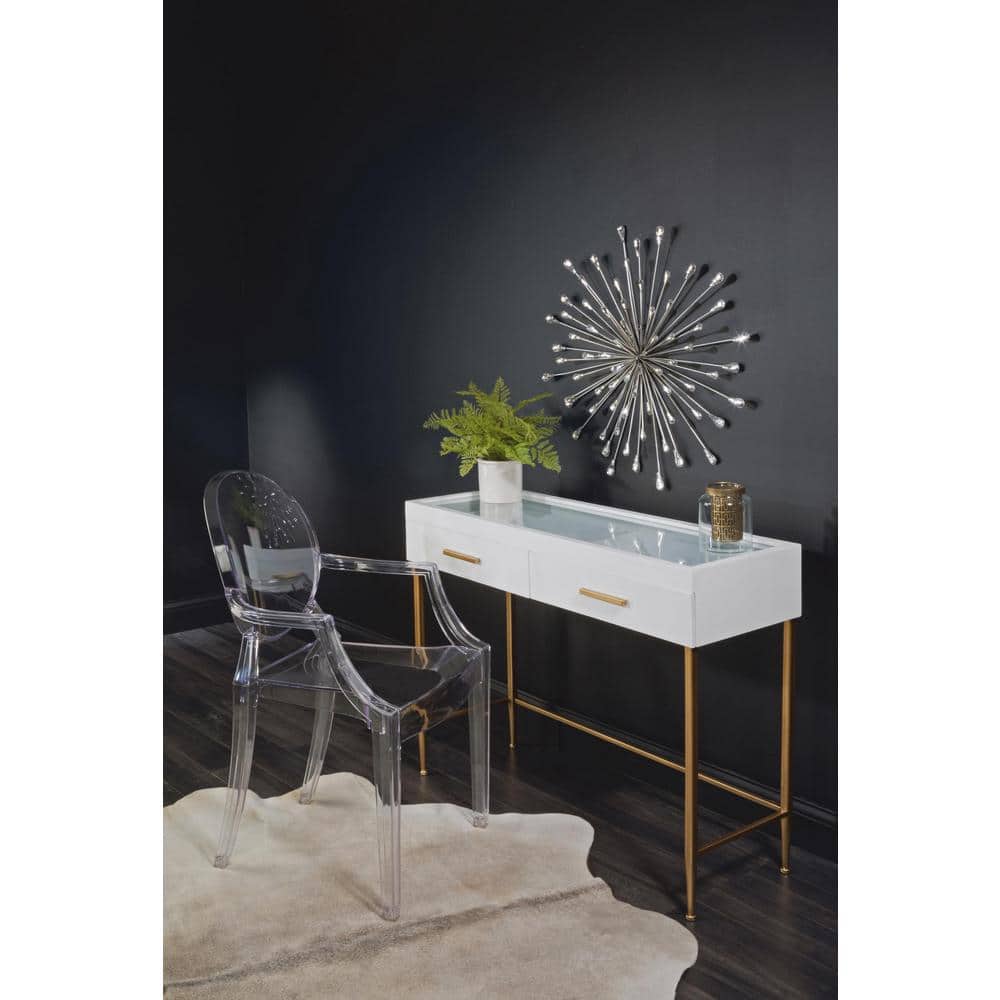 Large Silver and Champagne Metal Starburst Wall Art