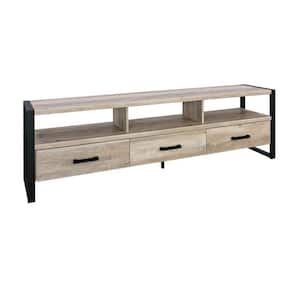 70.75 in. Brown and Black Wood TV Stand Fits TVs up to 75 in. with 3 Drawers
