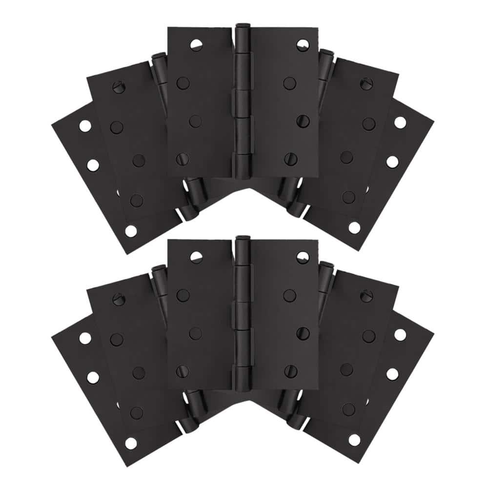 Design House 4 in. Square Corner Matte Black Door Hinge Value Pack