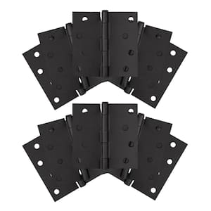 4 in. Square Corner Matte Black Door Hinge Value Pack (10 per Pack)