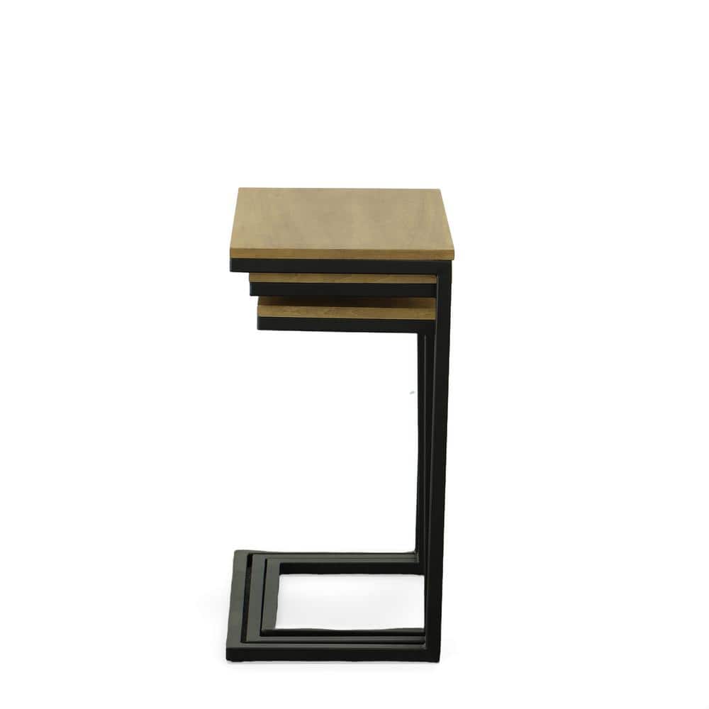 Harvest Oak and Aged Iron Rectangular Nesting Table Set