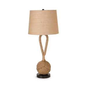 29 in. Black Ceramic Table Lamp with Brown Empire Shade