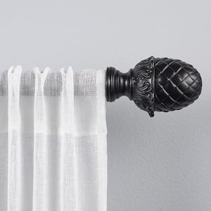 Acorn 36 in. - 72 in. Adjustable 1 in. Single Curtain Rod Kit in Matte Black with Finial