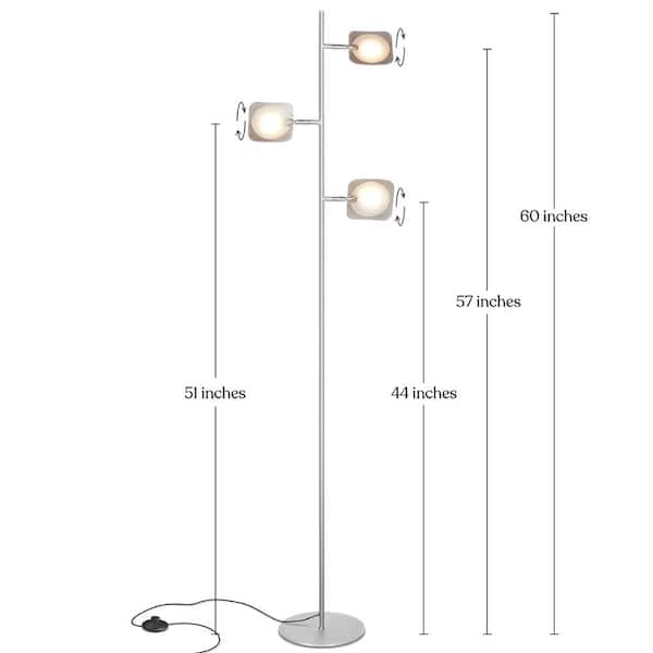Brightech Tree 60 in. Platinum Silver Industrial 3 Light 3 Way