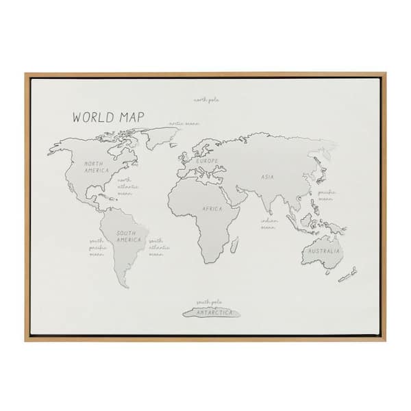Kate and Laurel Sylvie "World Map Sketch" by Teju Reval of Snazzyhues Framed Art Print 38 in. x 28 in.