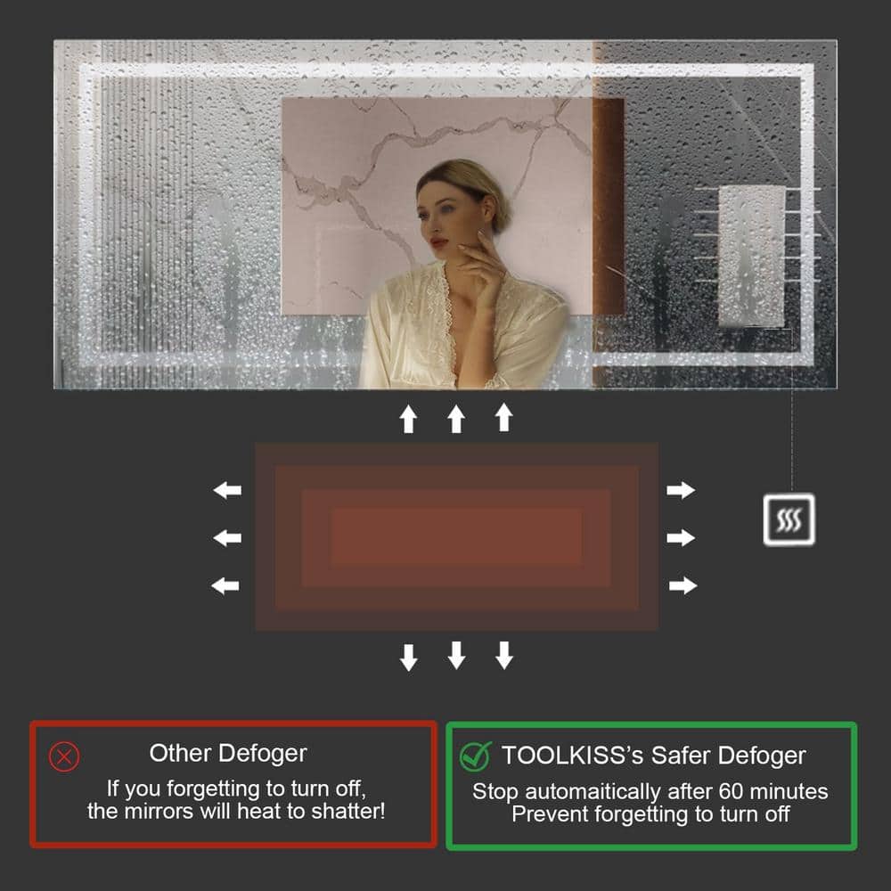 Oversized Frameless LED Bathroom Vanity Mirror with Anti-Fog Feature