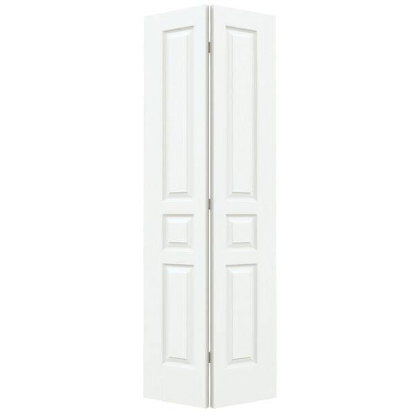 JELD-WEN 24 in. x 80 in. Avalon White Painted Textured Hollow Core Molded Composite Closet Bi-fold Door