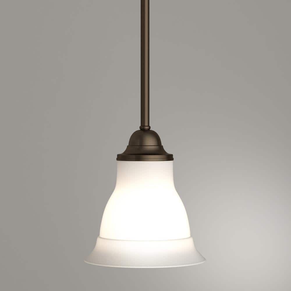 Antique Bronze Mini Pendant with Etched Glass Shade