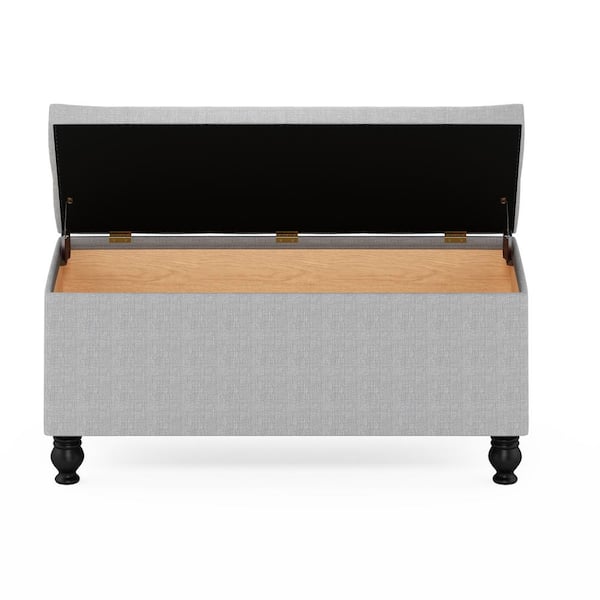 Laval 18 in. Glacier (41.93 in. x 17.56 in.) Polyester Button Tufted  Storage Ottoman Bench with Bun Legs