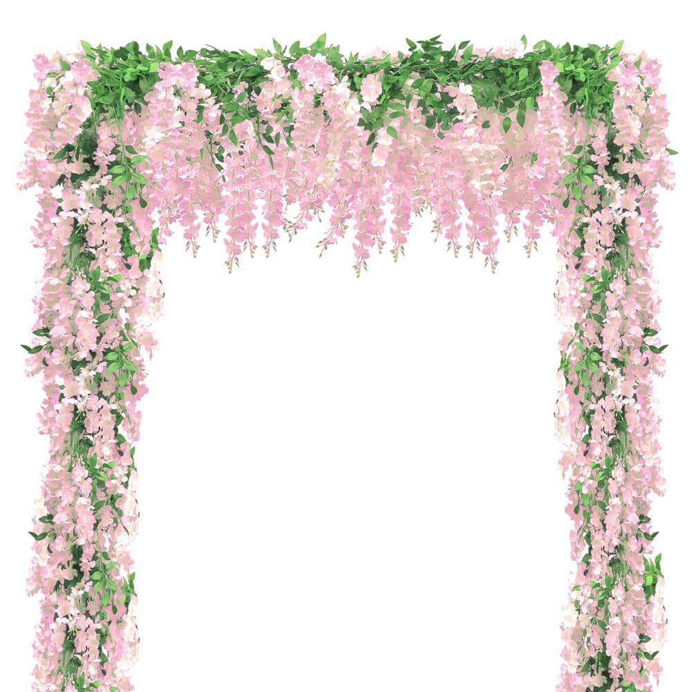 Pink Indoor/Outdoor Artificial Wisteria Hanging Flowers, 5Pcs