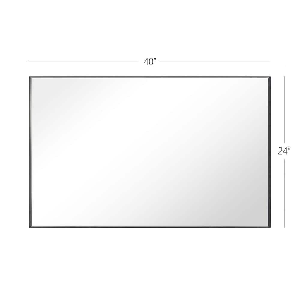 Modern Black Aluminum Framed Rectangular Bathroom Vanity Mirror