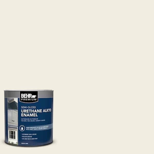BEHR PREMIUM 1 qt. #12 Swiss Coffee Semi-Gloss Enamel Urethane Alkyd Interior/Exterior Paint