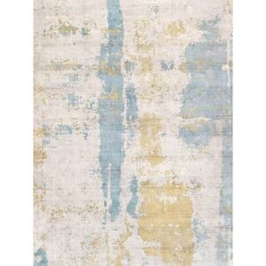Mirage Blue 4 ft. x 6 ft. Abstract Bamboo Silk Area Rug
