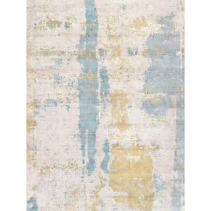 Mirage Blue 8 ft. x 10 ft. Abstract Bamboo Silk Area Rug