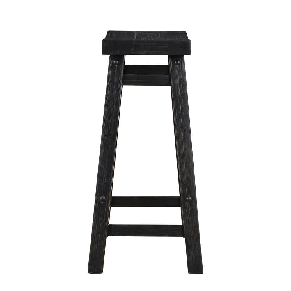 Sonoma 24" Distressed Black Charcoal Backless Saddle Wood Stool