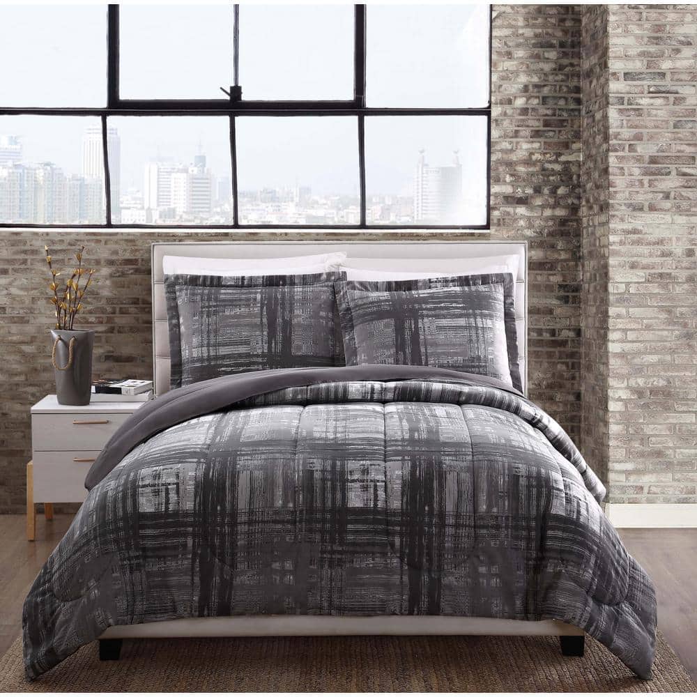 Camden Twin Gray Microfiber Reversible Comforter Set