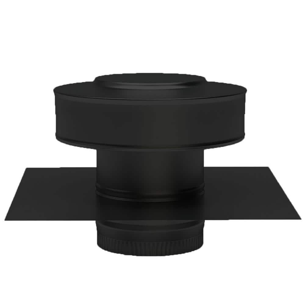 4 in. D Aluminum Round Back Static Roof Vent Roof Jack in Black with 2 in. 