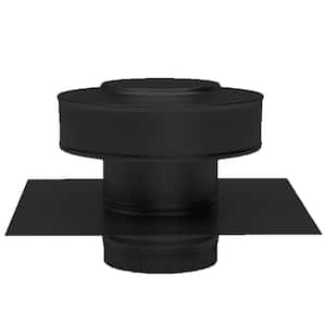 4 in. D Aluminum Round Back Static Roof Vent Roof Jack in Black with 2 in. Collar and 2 in. Tail Pipe