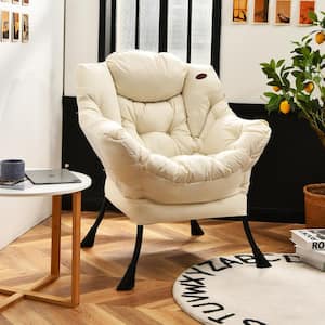 Modern Beige Polyester Fabric Lazy Arm Chair Single Sofa Chair with Side Pocket