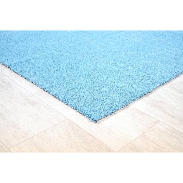 Gramercy 5 ft. x 6 ft. Basin Blue Solid Color Plush Rectangle Bath Rug