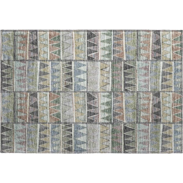 Mayfield Premium Machine Washable Abstract AMF2205 Gray 2 ft. x 3 ft. Accent Rug