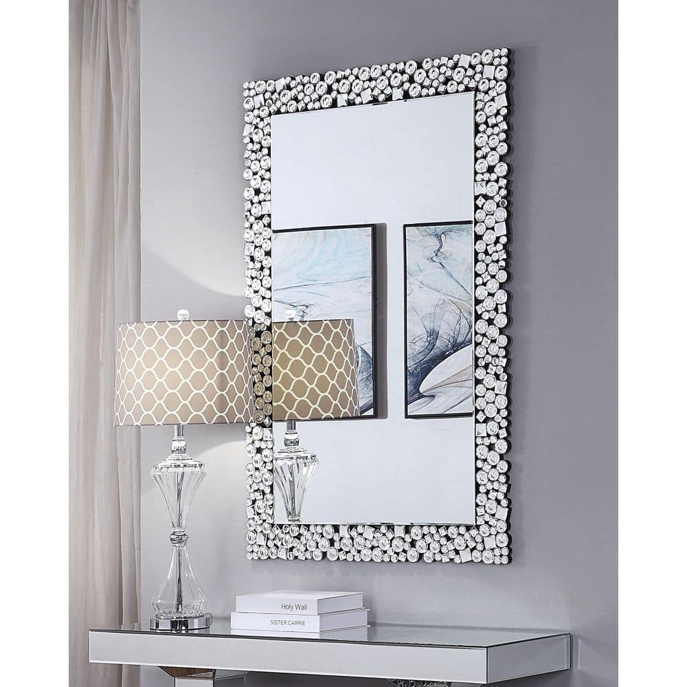 GOSALMON 31 in. W x 47 in. H Rectangle Mirrored Frame Silver Mirror ...