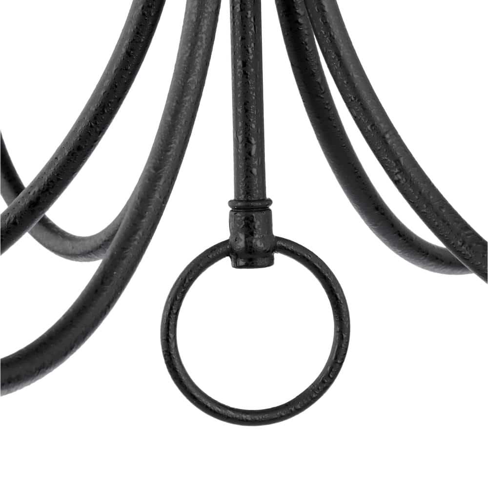 Trinity Textured Black 5-Light Chandelier with White Candle Covers