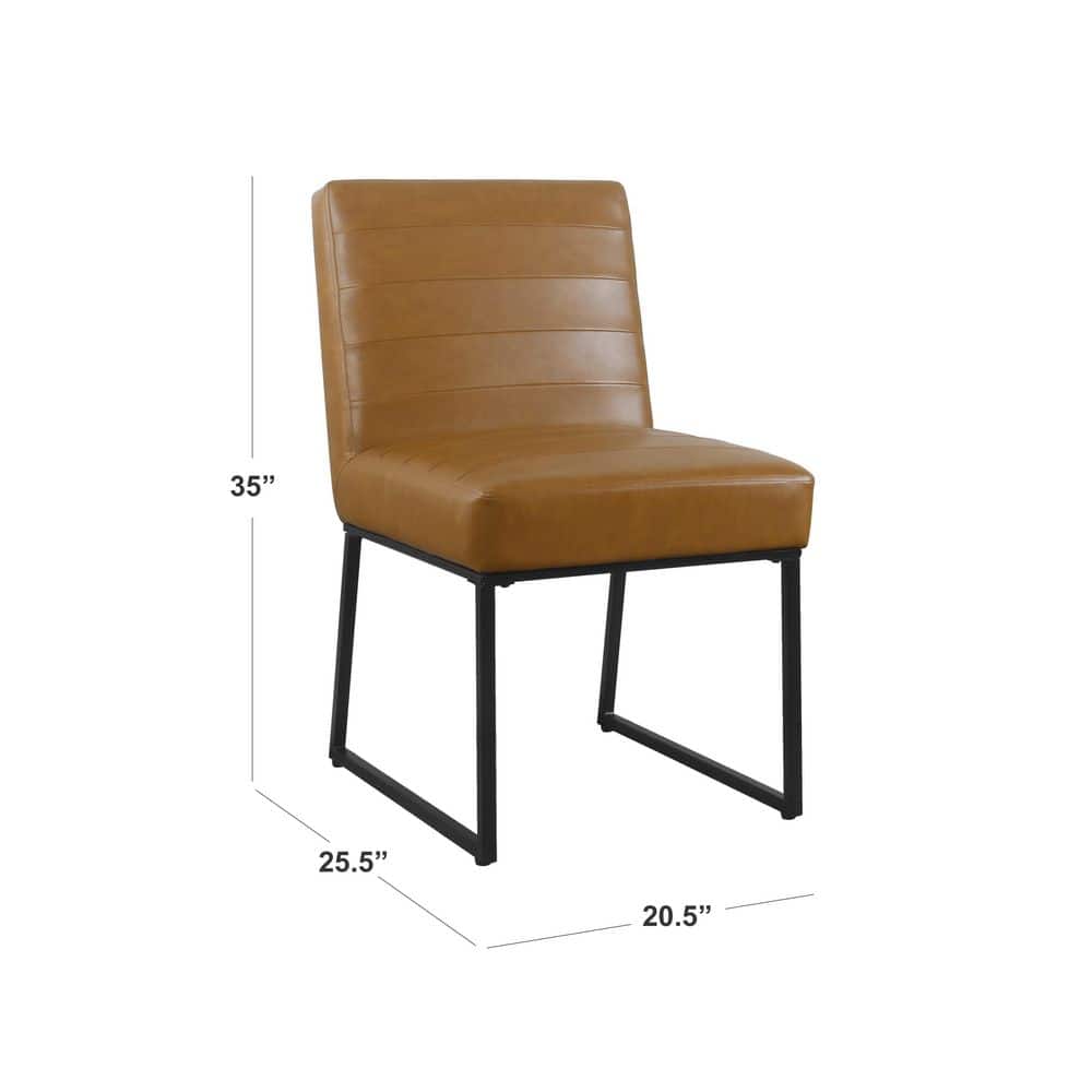 Carmel Faux Leather Upholstered Parsons Side Chair with Metal Legs
