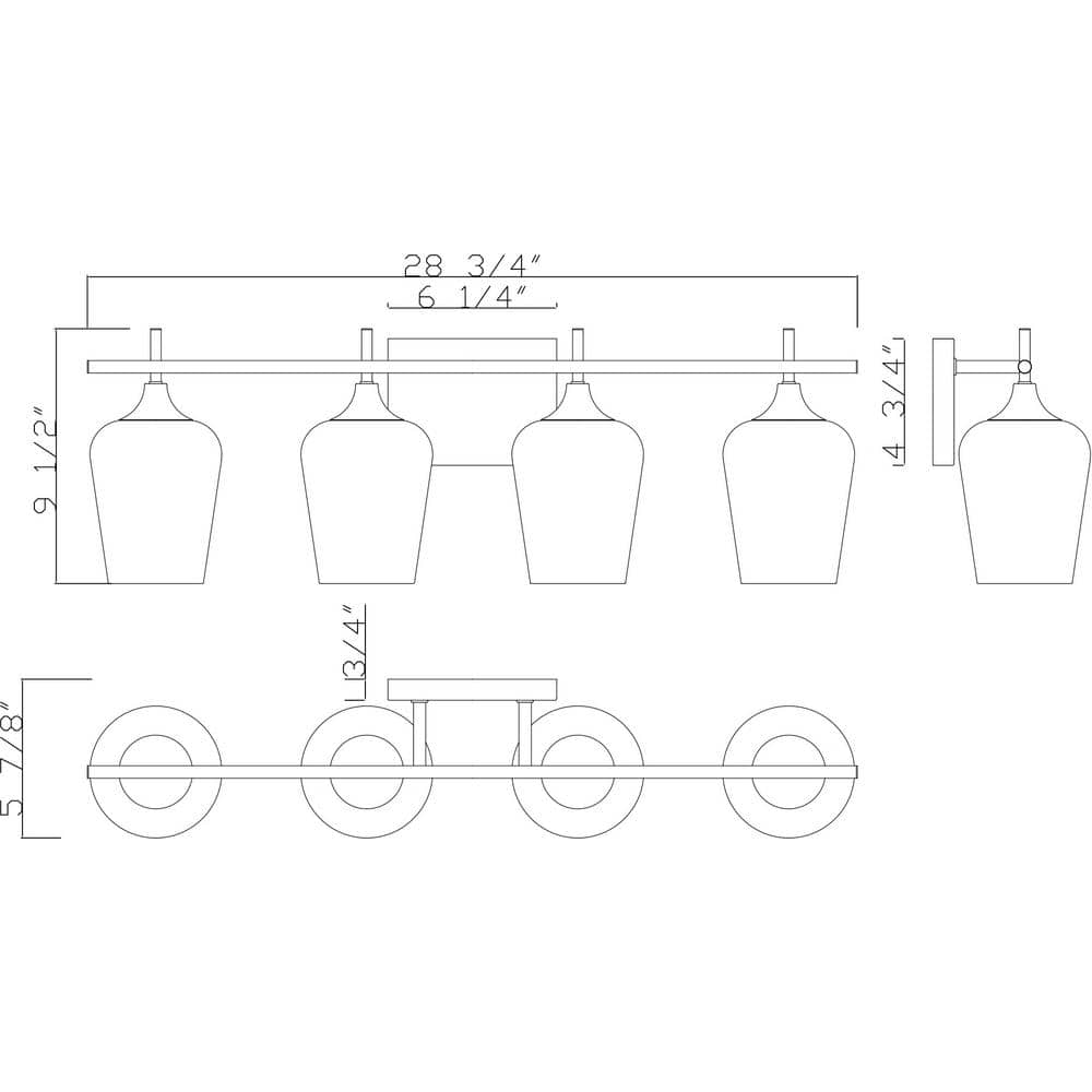 Polished Chrome 4-Light Dimmable Vanity Fixture with Clear Glass Shades