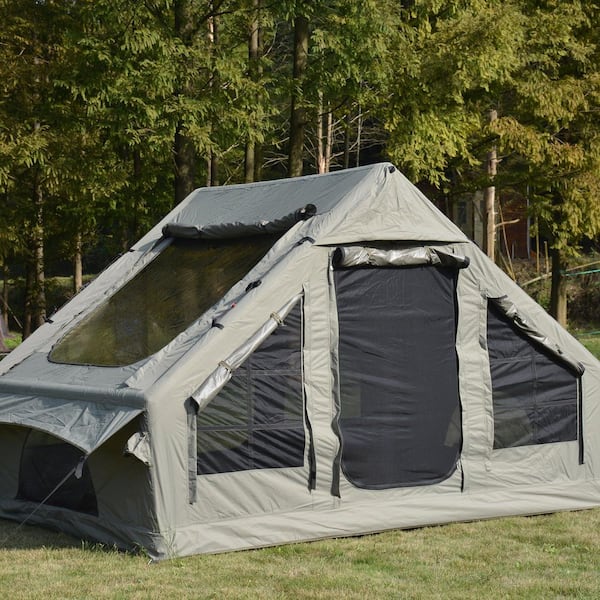 9.8 ft. x 7 ft. Army Green Waterproof and Windproof Blow-Up Inflatable Canopy Tent