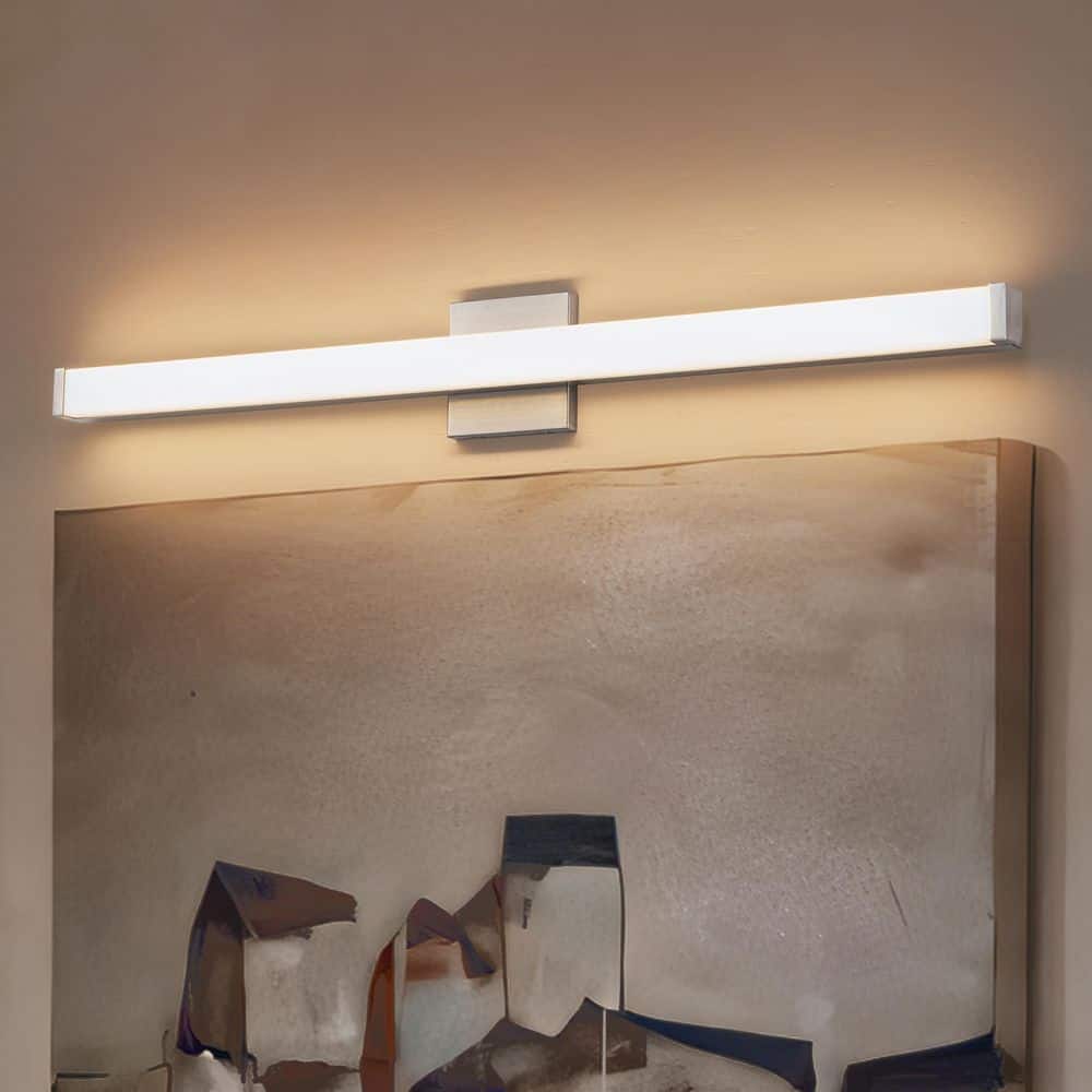29.75 in. Satin Nickel LED Vanity Light Bar Wall Sconce with White Acrylic Shade price history on PriceWatchPro